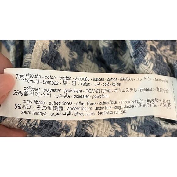 Zara White and Light Blue Tweed Faux Pearl Buttons Blazer Jacket Size Small - Picture 3 of 5